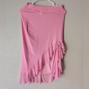 Elegant Pink Ruffle Skirt 0047